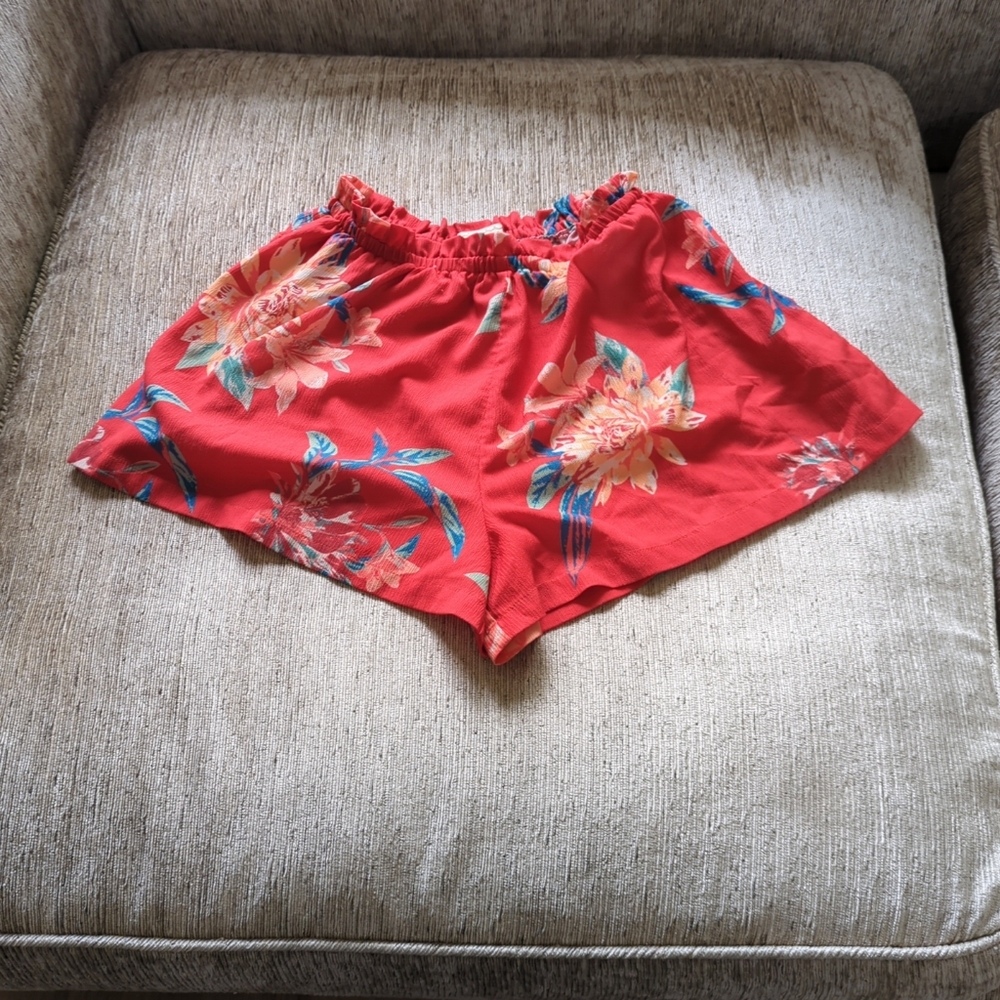 Floral Red Shorts